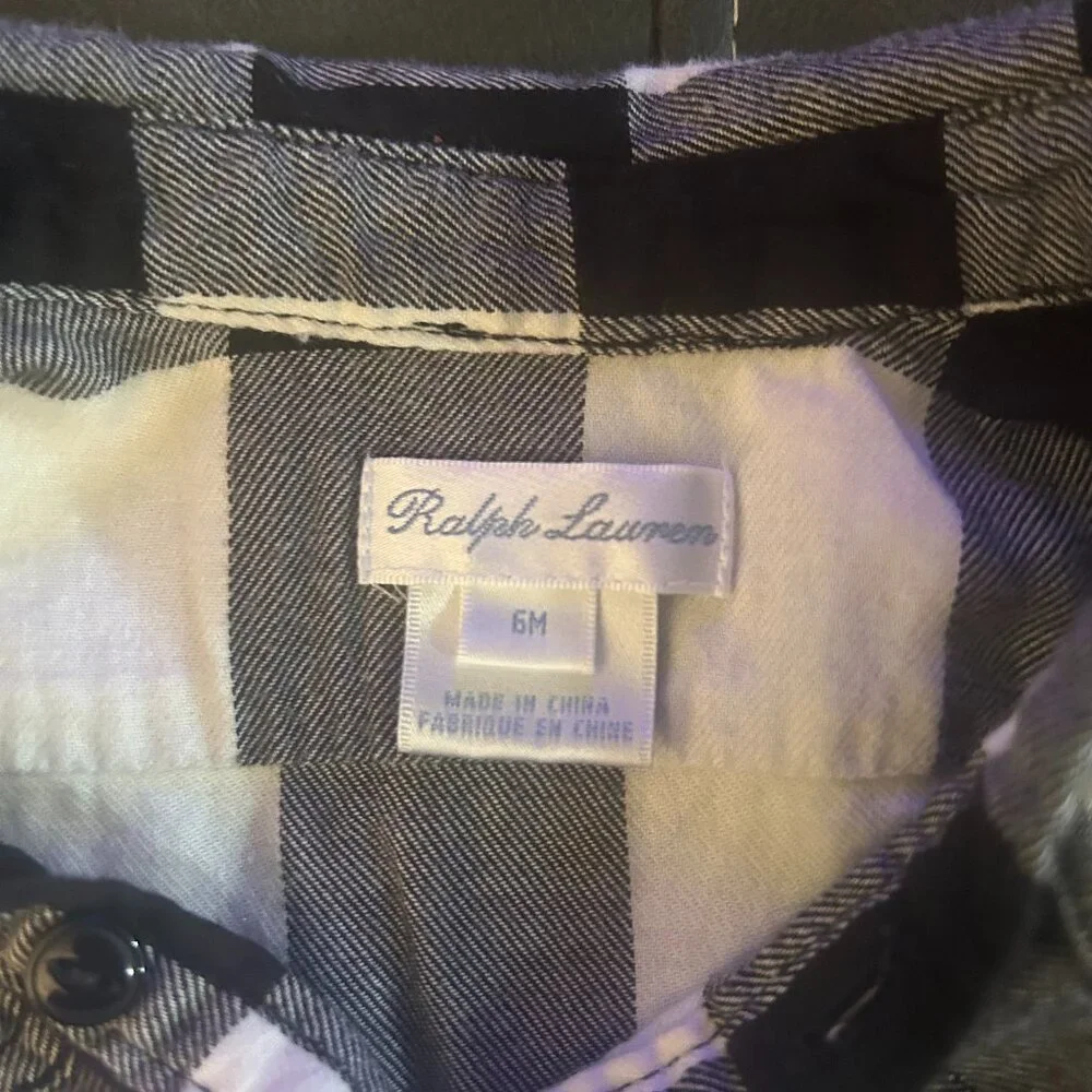 Ralph Lauren infant black and white plaid dress, 6 months